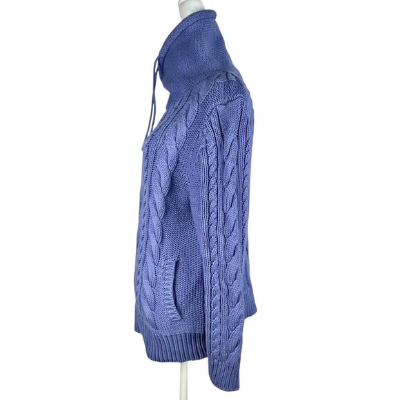 L.L. Bean Chunky Cable Knit Cotton Turtleneck Sweater M — Cozy Cottagecore Pullo - Picture 3 of 14